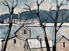 Paysage d'hiver, peinture, huile sur papier