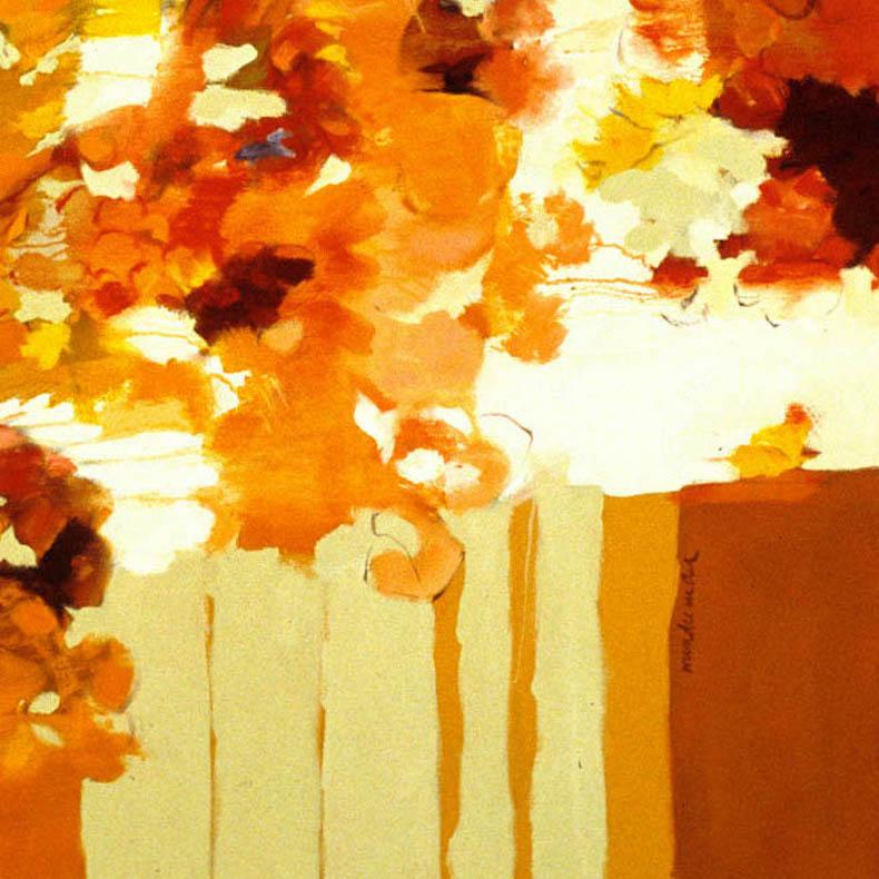 Zinnias: Ölgemälde auf Leinwand – Painting von Jan Wunderman