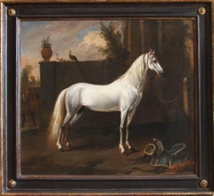 Retro 17th Century Oil Painting of Magnificent Horse 'The Grey Arabian'