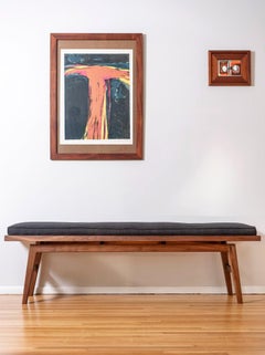 Jana Entry Bench, Upholstered Cushion Version - Walnut Mid-Century Modern