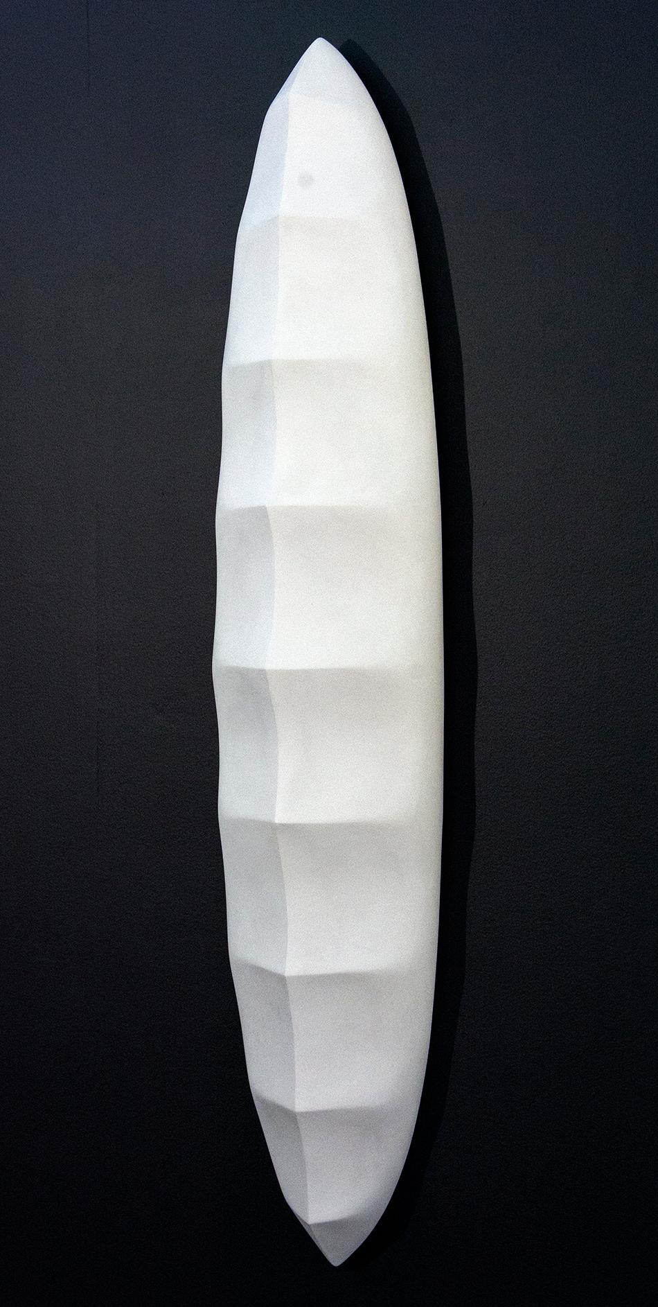 Biomorphic No 3 - bright, white, minimal, abstract, plaster and wax wall relief