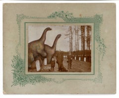 untitled (two men with child, dog and dinosaurs)