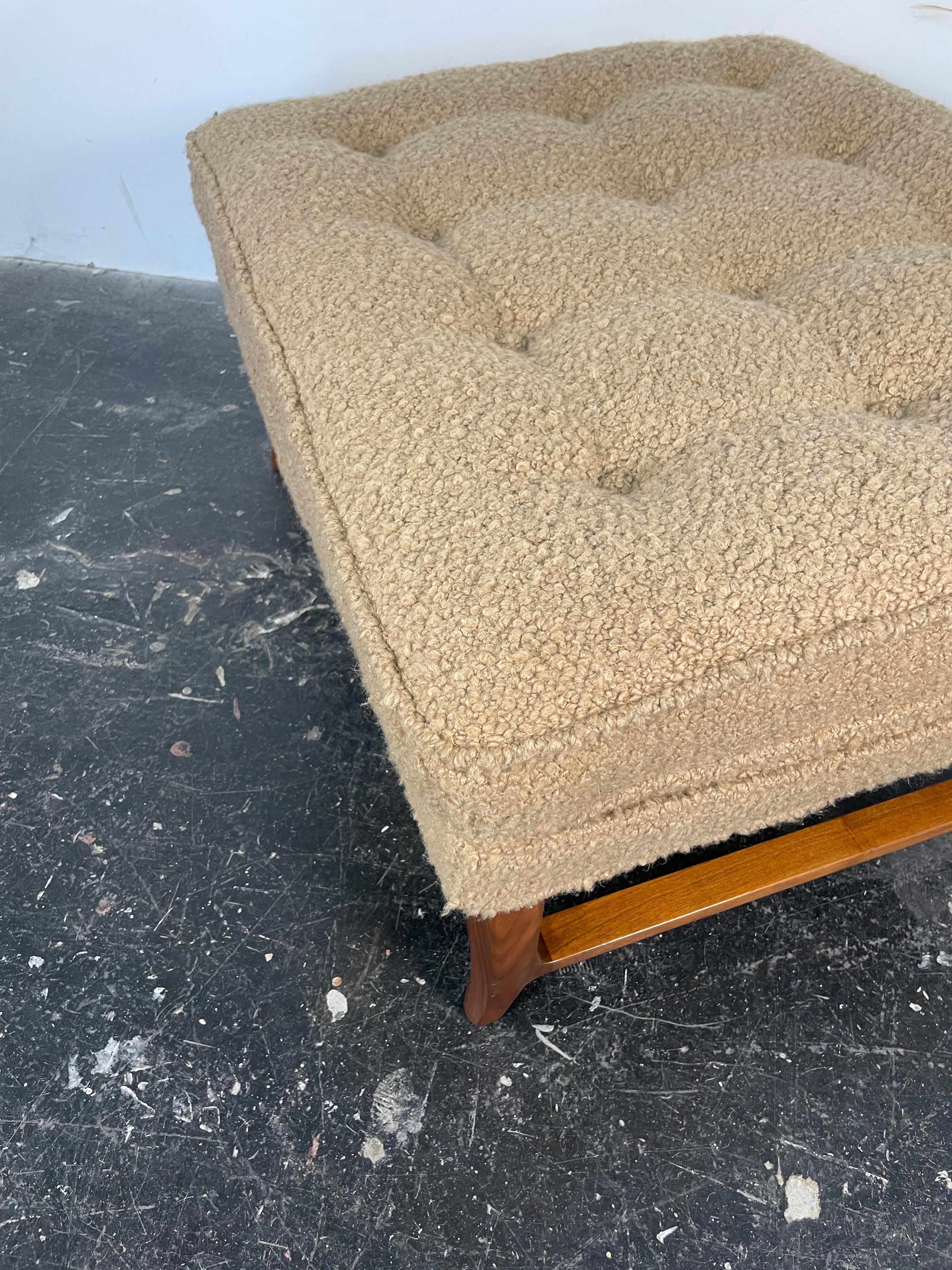 Bouclé Janas Ottoman by Edward Wormley for Dunbar For Sale