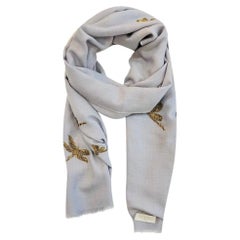 Janavi Beaded Dragonfly Merino Wool Scarf