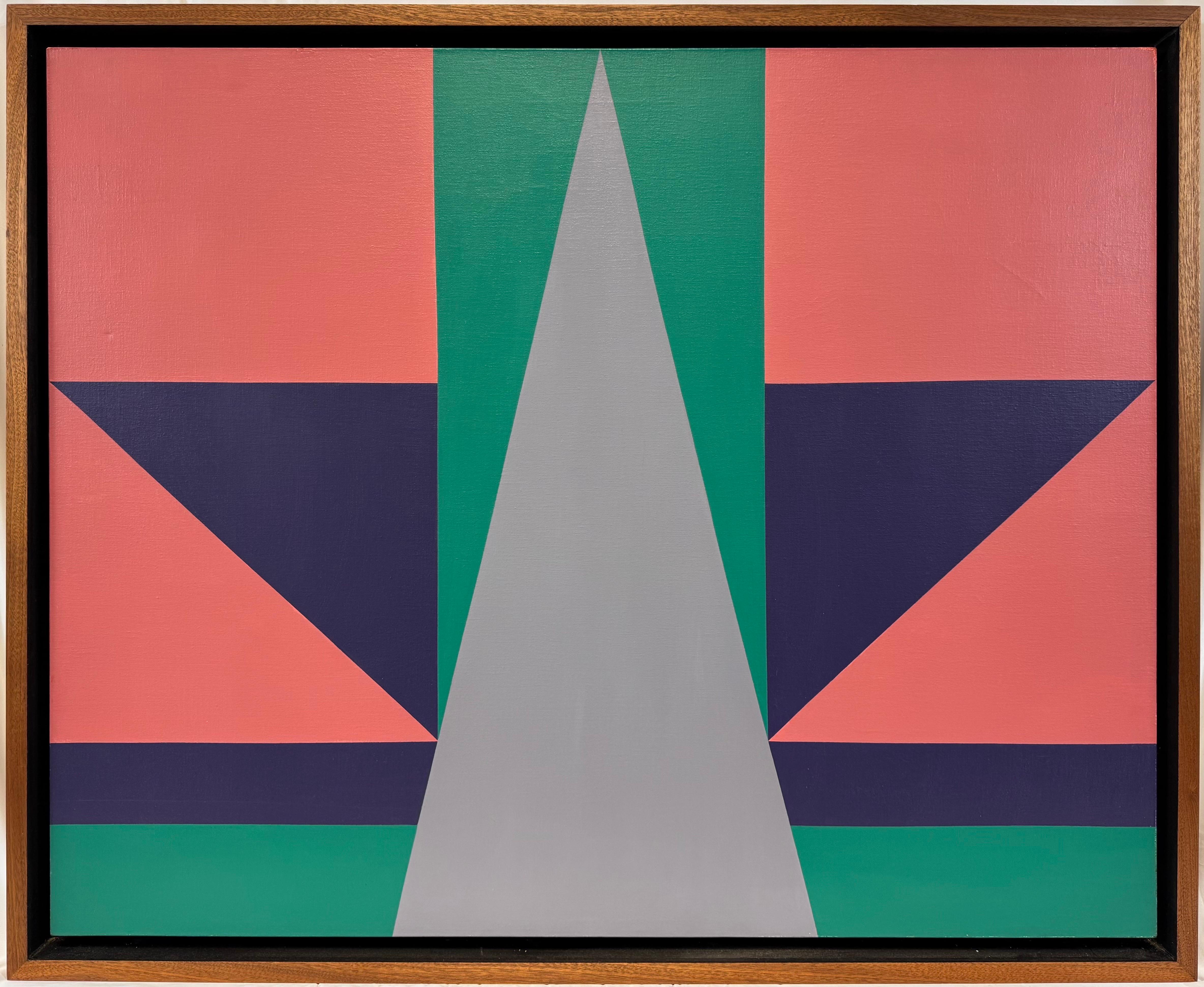 Jandyra Waters Abstract Painting - “Untitled, 1982” Brazilian Geometric Abstraction Hard Edge Oil Signed 20th C.