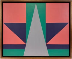 "Sin título, 1982" Abstracción geométrica brasileña Borde duro Óleo Firmado Siglo XX