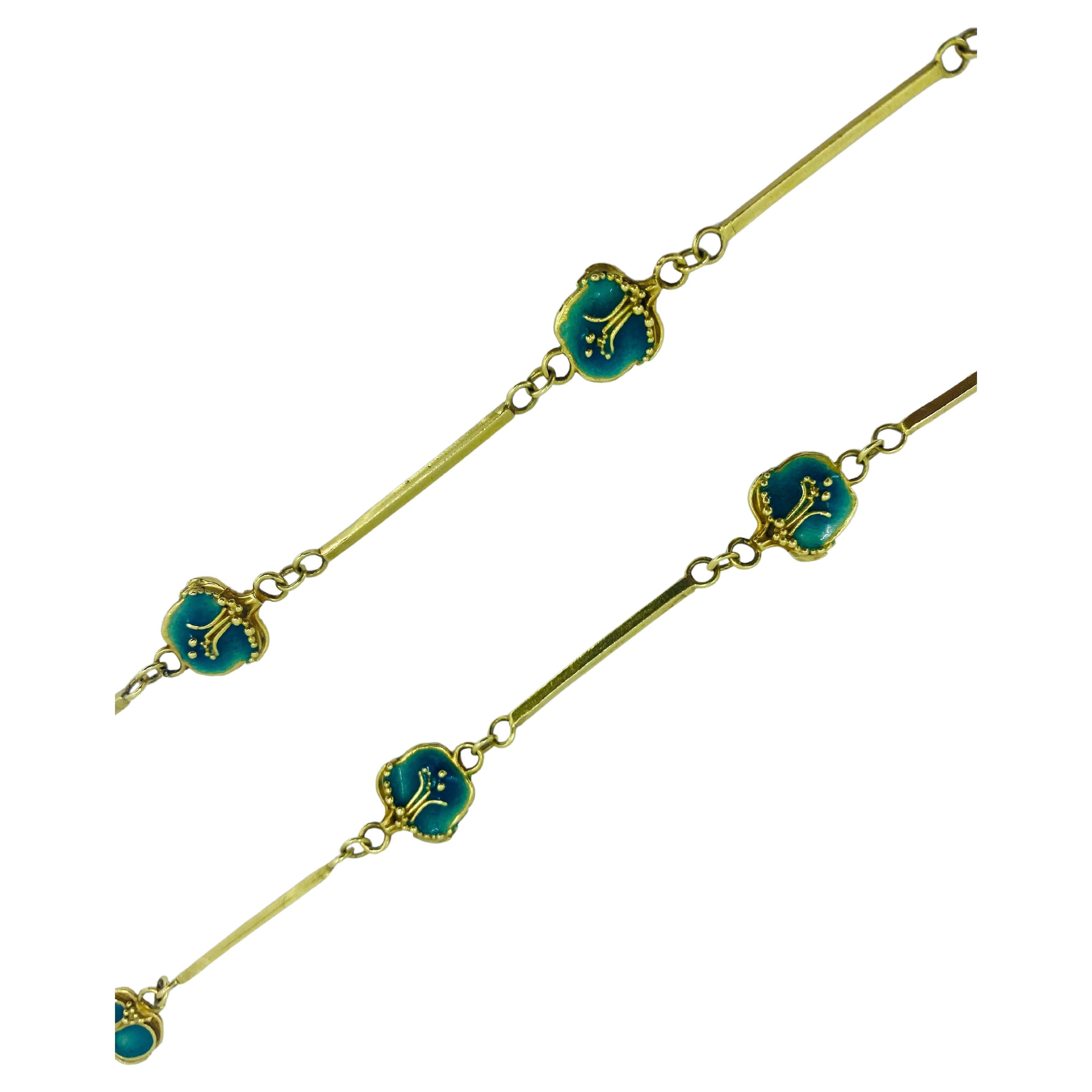 Jane Allen Collier Art Nouveau en or et émail Bon état - En vente à Beverly Hills, CA