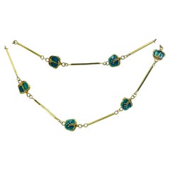Vintage Jane Allen Art Nouveau Gold Enamel Necklace