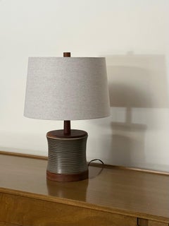 Jane and Gordon Martz Ceramic and Walnut Table Lamp