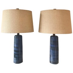 Jane and Gordon Martz for Marshall Studio Pair of Large Lamps, Blue and Black