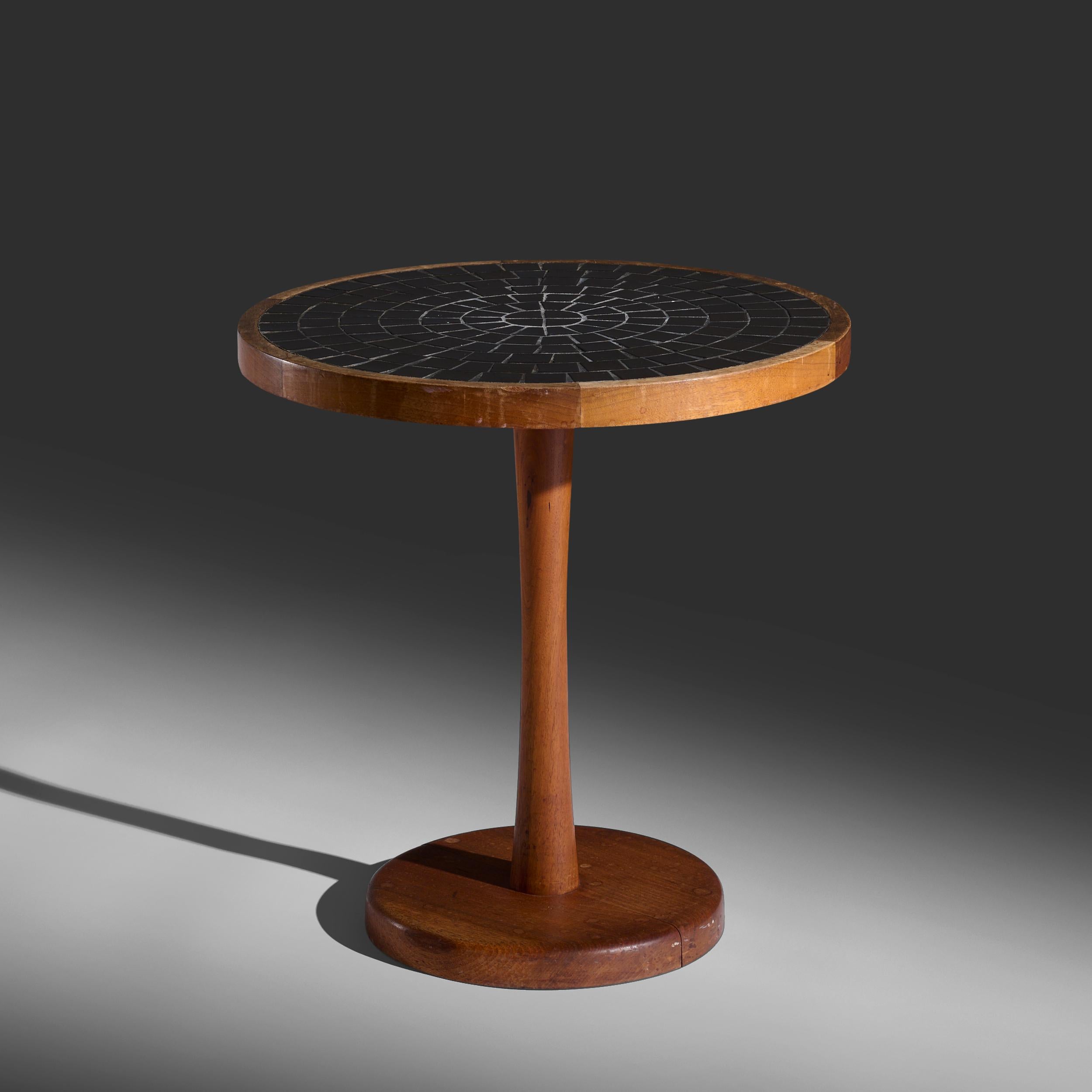 Mid-Century Modern Jane and Gordon Martz for Marshall Studios walnut and glazed tile top side table For Sale