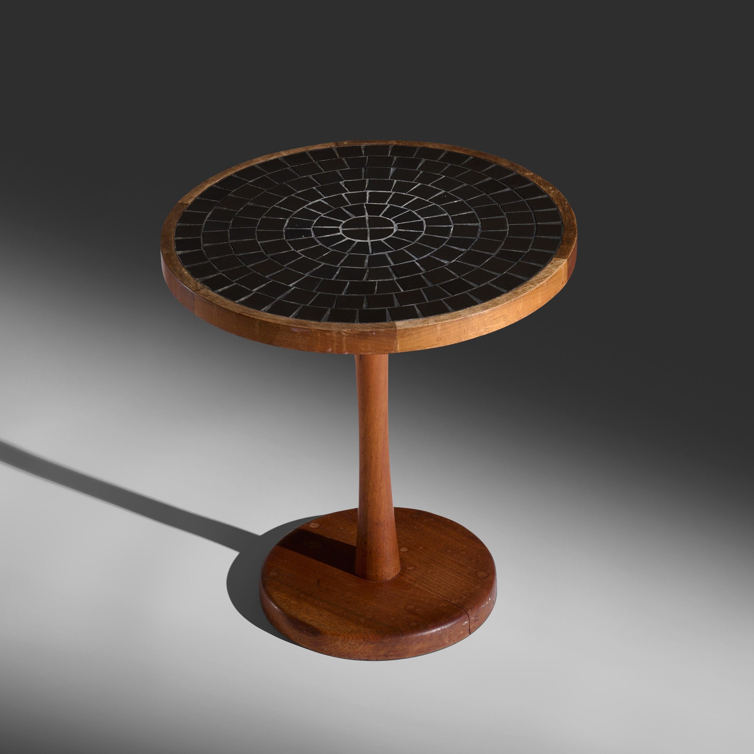 Mid-20th Century Jane and Gordon Martz for Marshall Studios walnut and glazed tile top side table For Sale