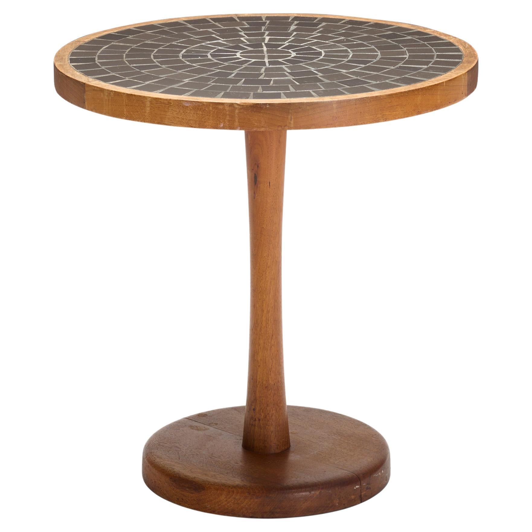 Jane and Gordon Martz for Marshall Studios walnut and glazed tile top side table For Sale