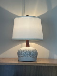 Jane and Gordon Martz Minimalist Ceramic Table Lamp in Walnut and Ceramic
