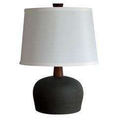 Jane and Gordon Martz Minimalist Ceramic Table Lamp in Walnut and Ceramic