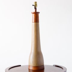 Jane and Gordon Martz Stoneware and Walnut Lamp Marshall Studios, Sgraffito