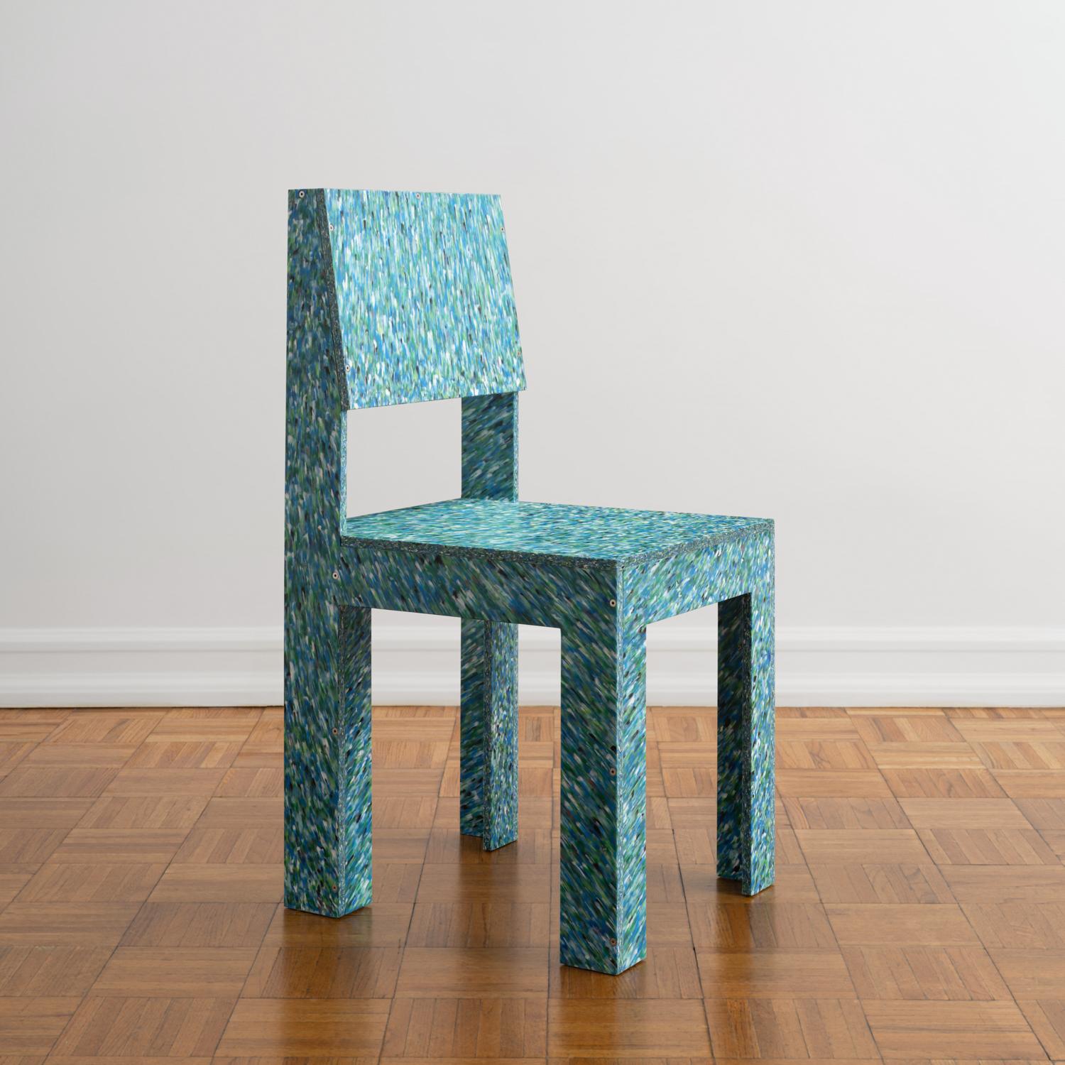 Machine-Made Recycled-Plastic 'RCP2 Chair' in Blue & White by Jane Atfield For Sale