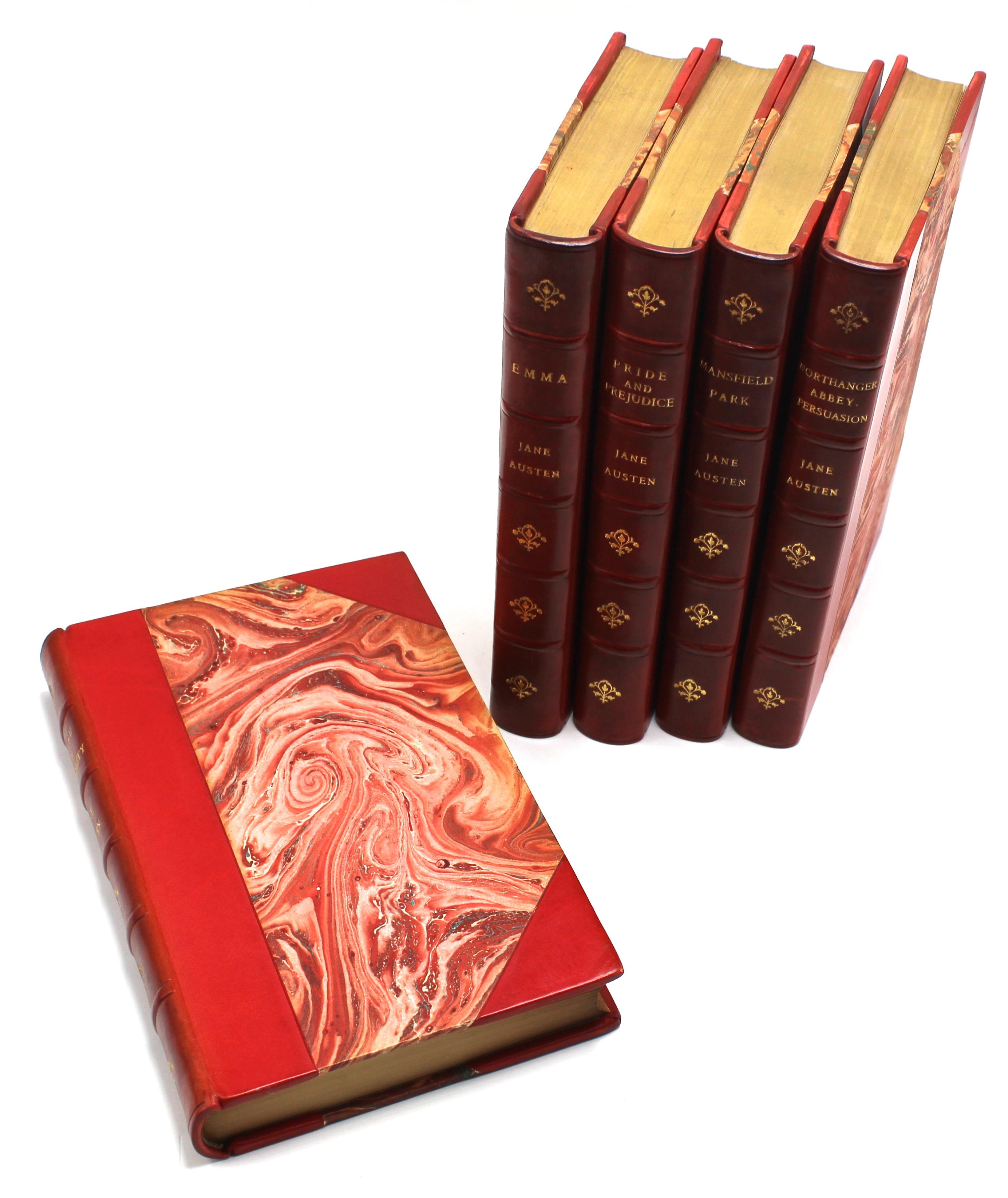 Jane Austen's Werke, herausgegeben von Robert Riviere & Son, fünf Bände, 1920er Jahre im Zustand „Gut“ in Colorado Springs, CO