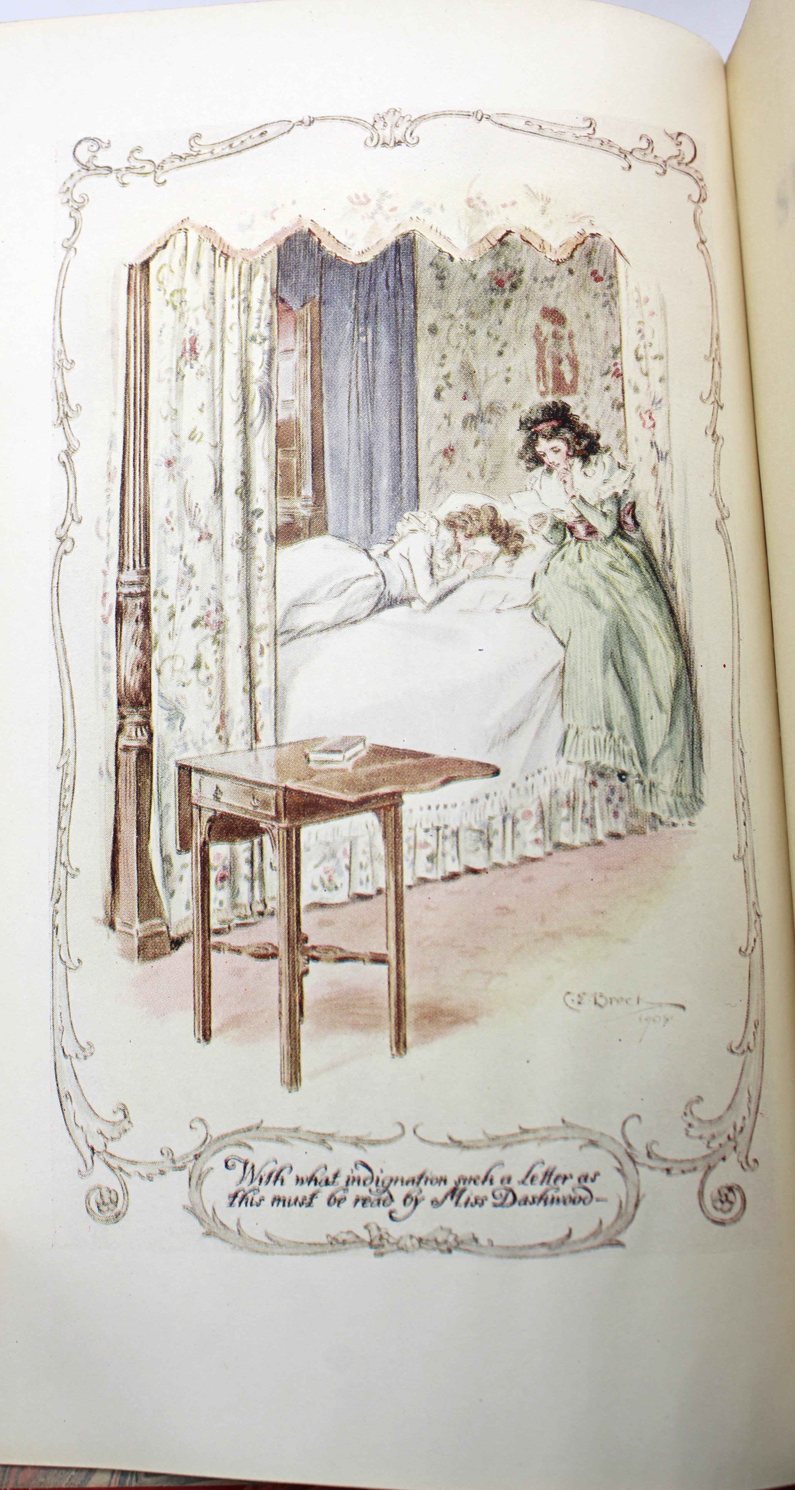 Jane Austen's Werke, herausgegeben von Robert Riviere & Son, fünf Bände, 1920er Jahre (Leder)