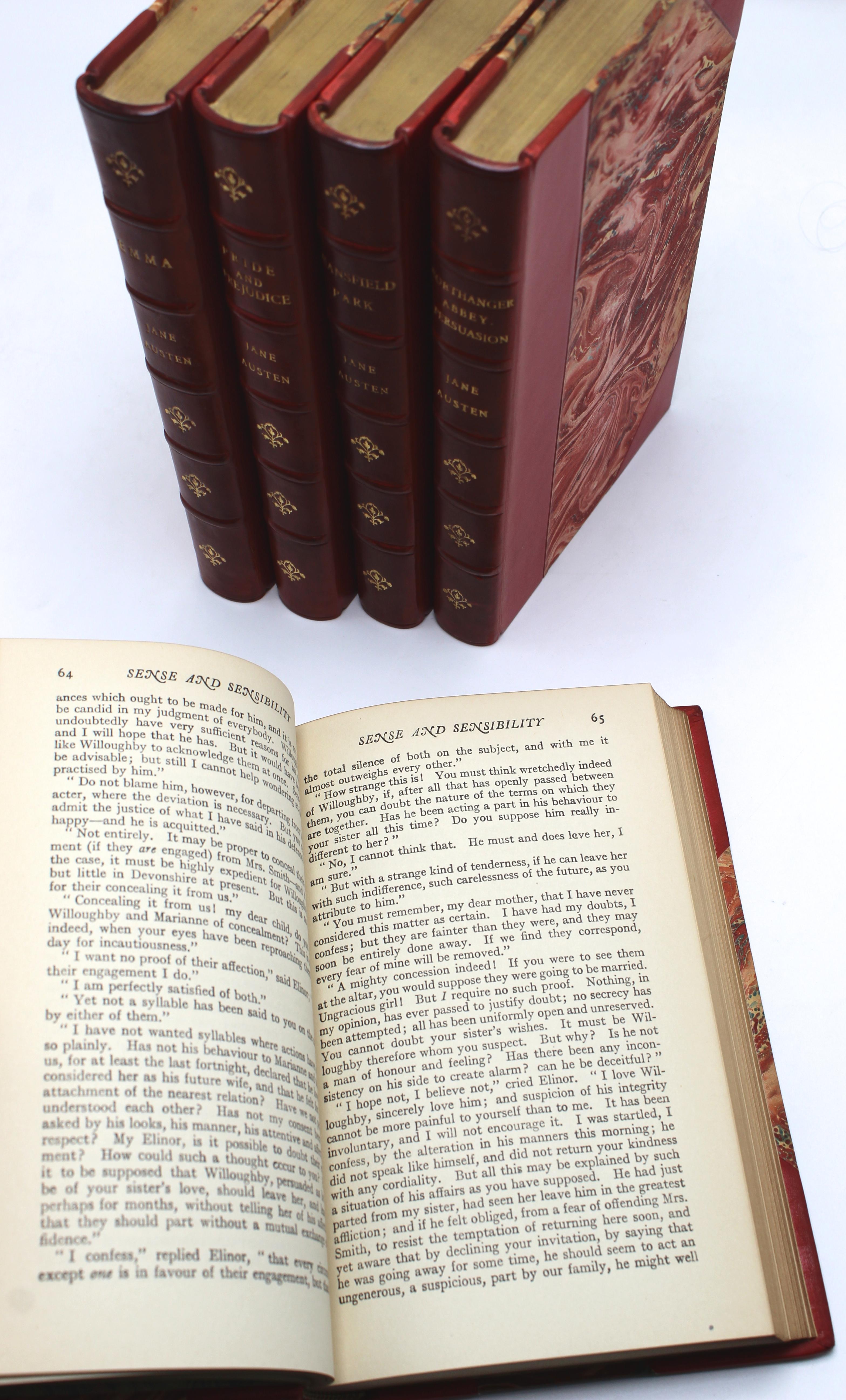 Jane Austen's Werke, herausgegeben von Robert Riviere & Son, fünf Bände, 1920er Jahre 2