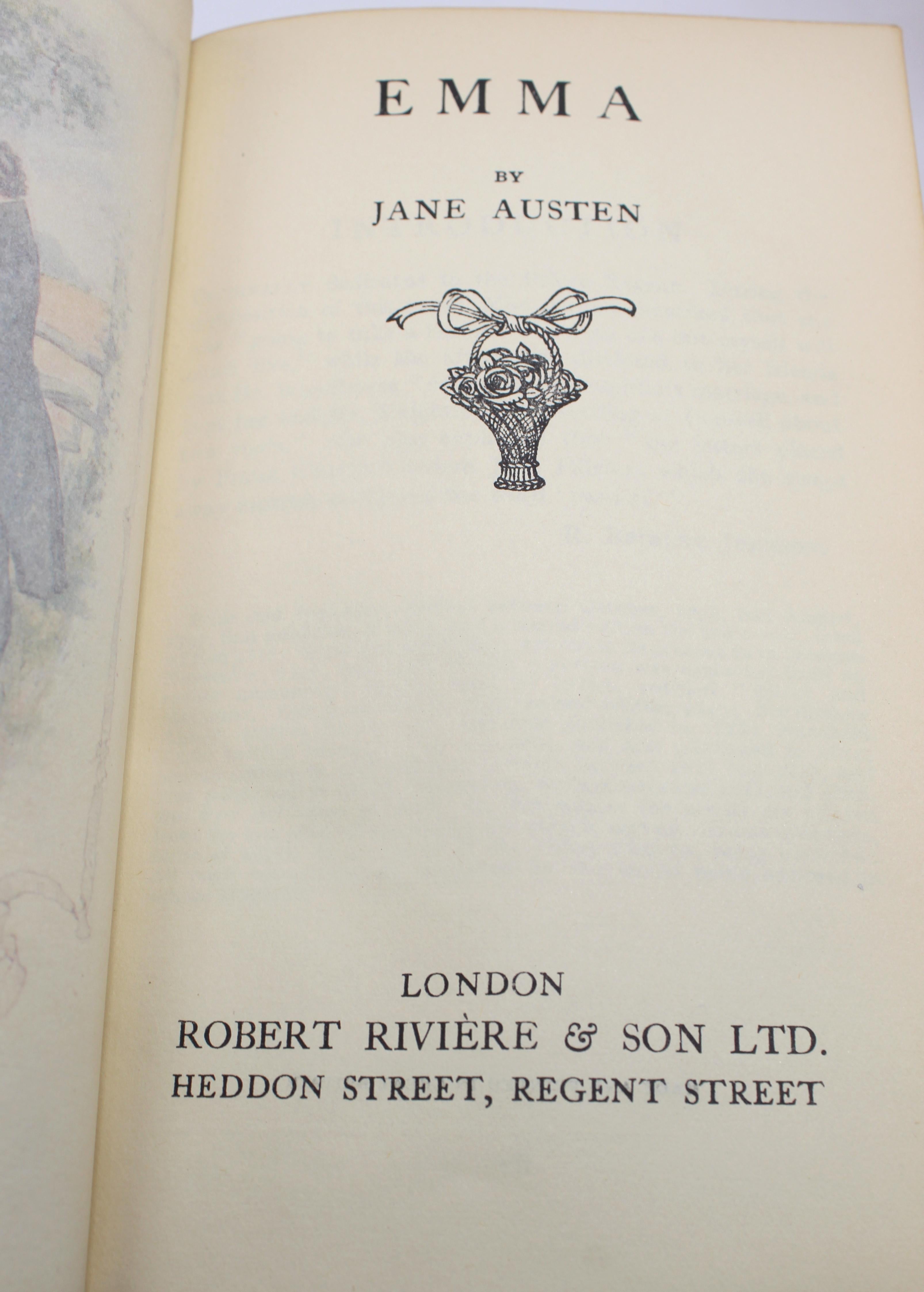 Jane Austen's Werke, herausgegeben von Robert Riviere & Son, fünf Bände, 1920er Jahre 4
