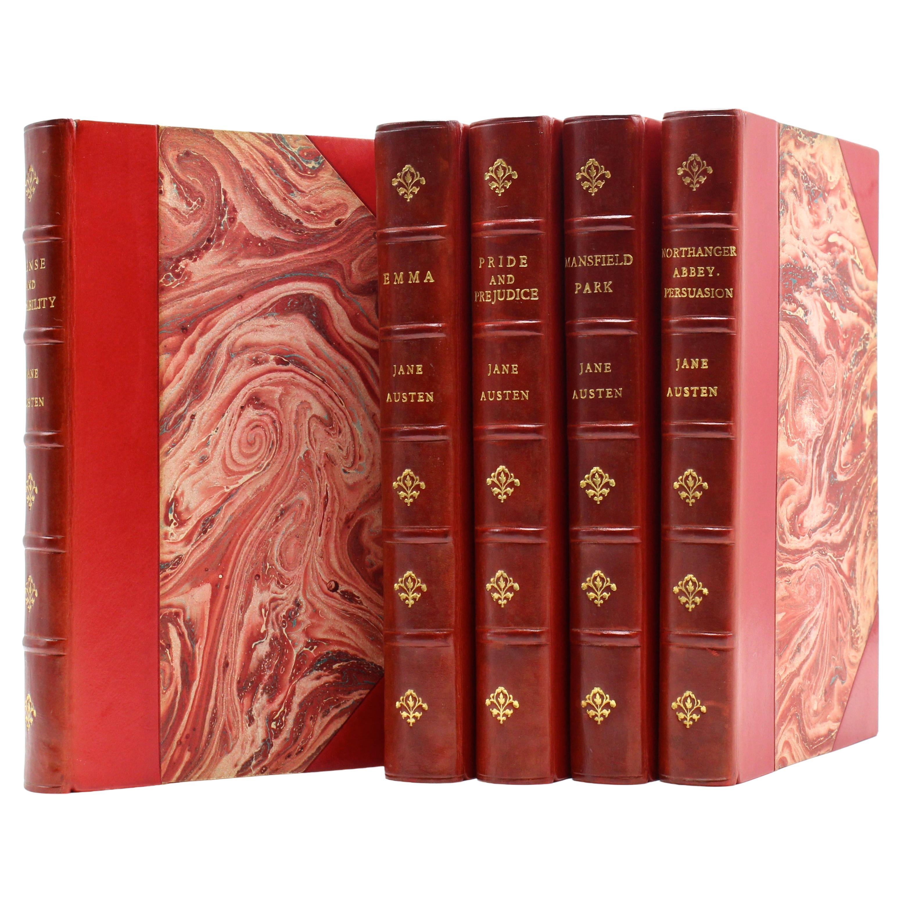 Jane Austen's Werke, herausgegeben von Robert Riviere & Son, fünf Bände, 1920er Jahre