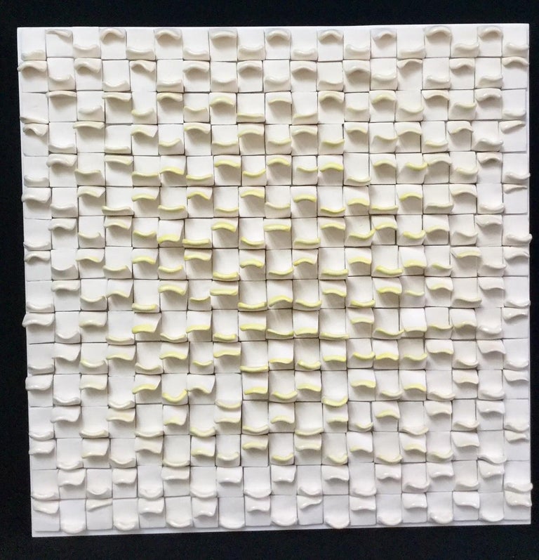 Jane B. Grimm Still-Life Sculpture - Allegro I / ceramic wall sculpture - white with ivory / yellow
