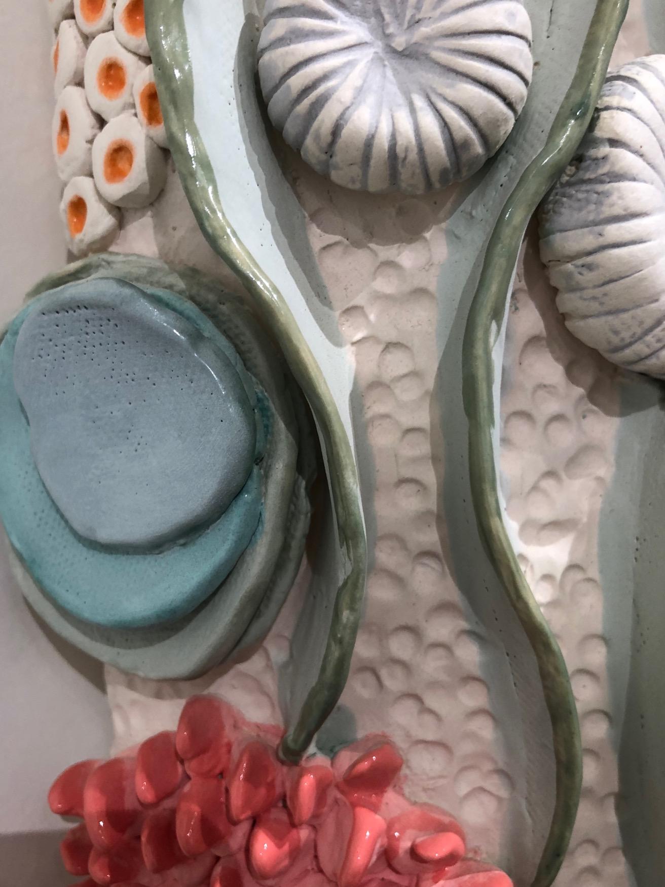 Coral Reef II / sea inspired ceramic wall sculpture  - Red Still-Life Sculpture by Jane B. Grimm