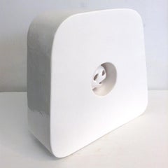 Donut VI - ceramic sculpture minimal op art, clean serene white
