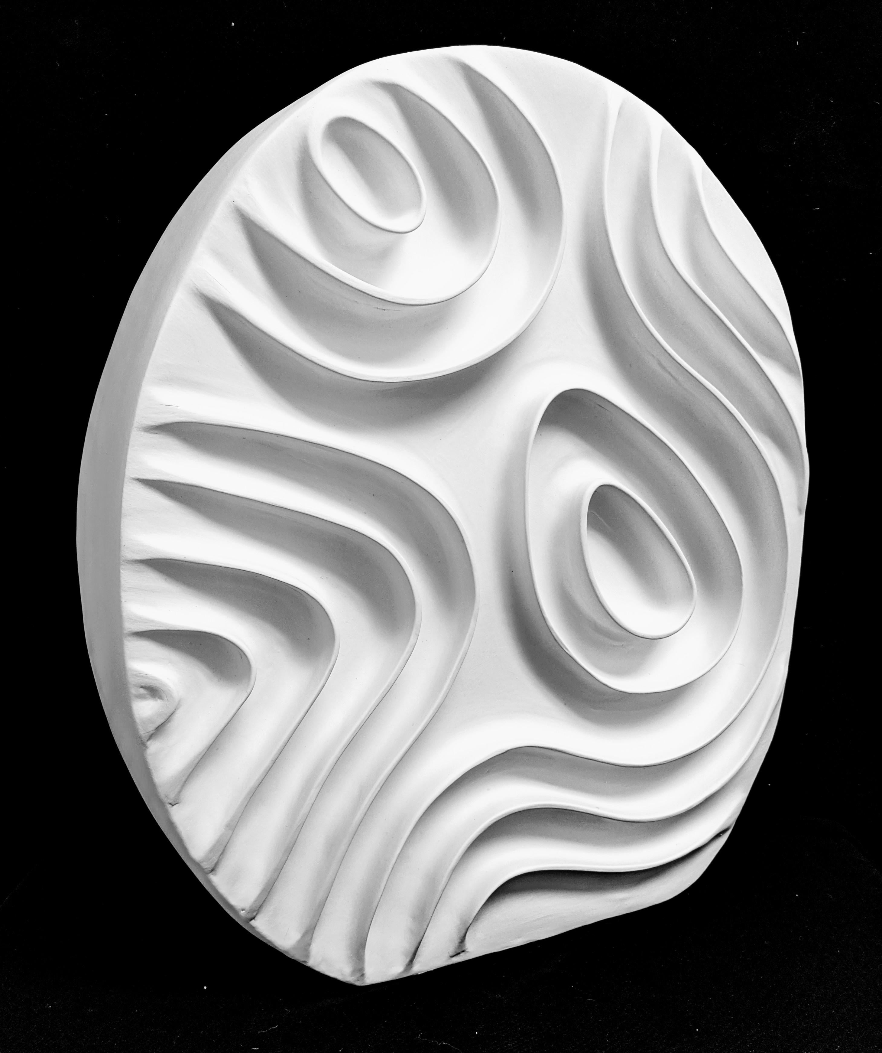 Jane B. Grimm Abstract Sculpture - ODE XIII: freestanding ceramic sculpture - white