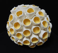 Razz-Ma-Tazz No. II / ceramic sculpture in white and yellow
