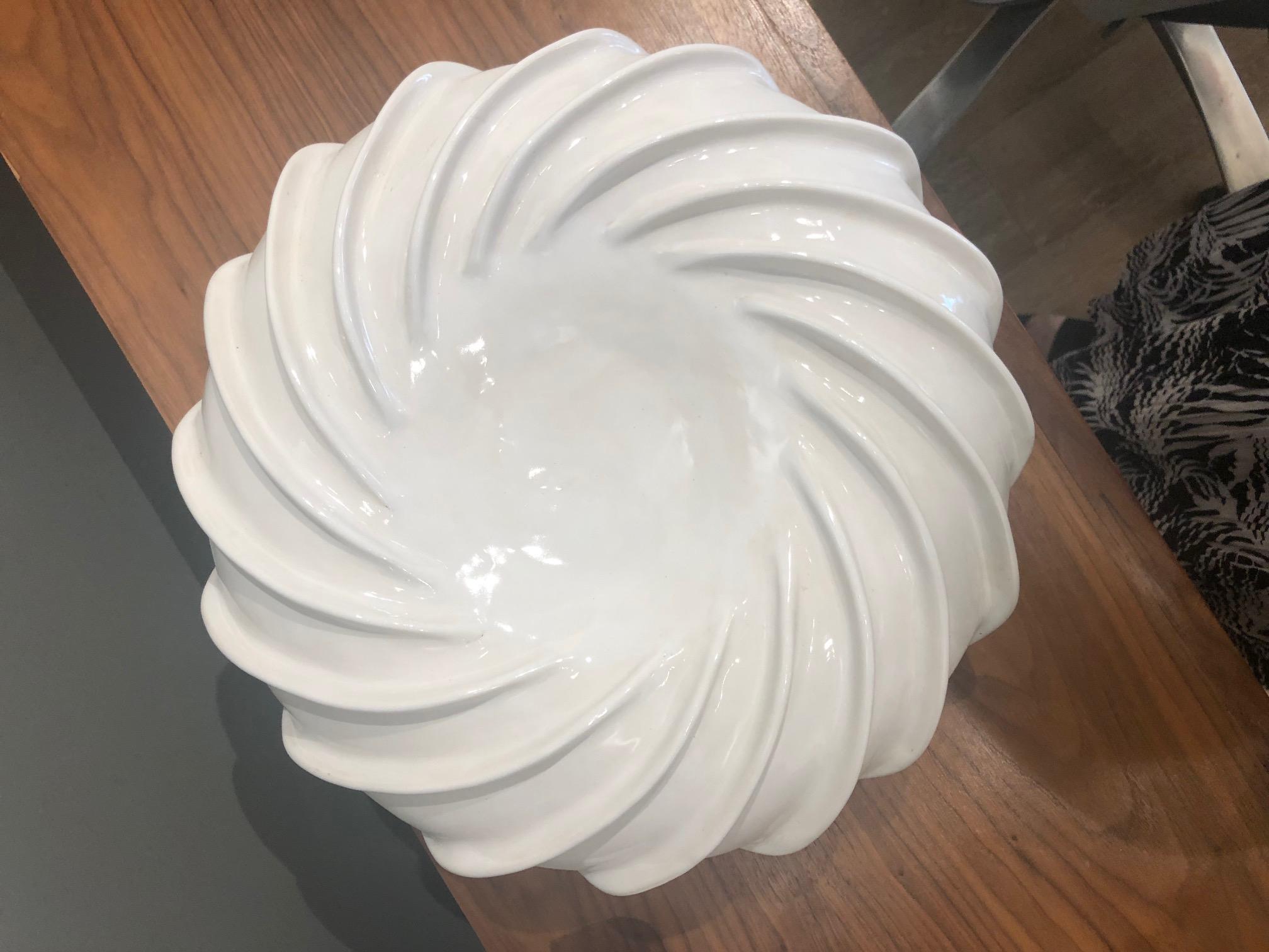 Swirl: Bowl  / ceramic sculpture white glazed - Pop Art Sculpture by Jane B. Grimm