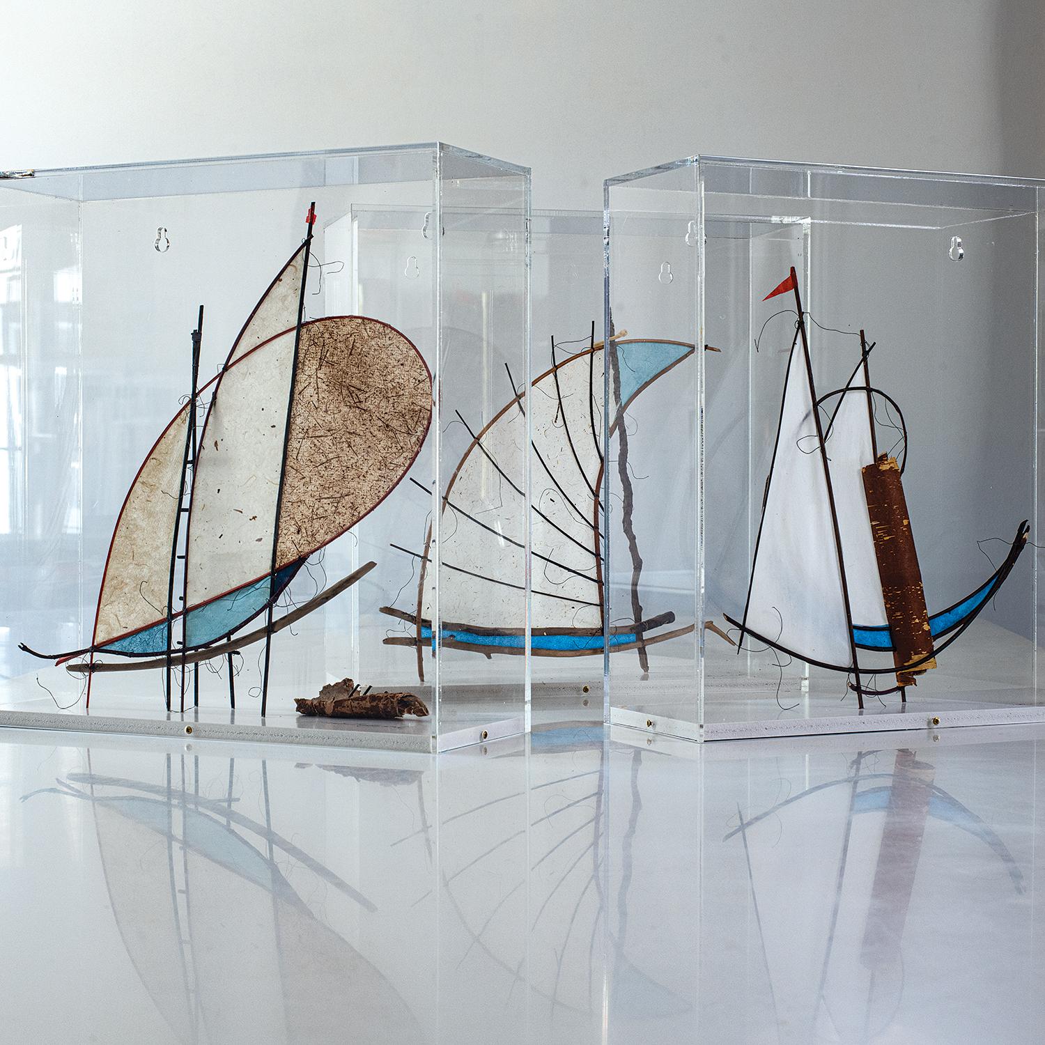 reed and paper sculptures