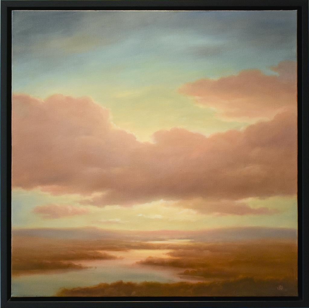 Above (Luminist-Stil Hudson River School Landschaftsgemälde von Wolken und Sonnenuntergang) – Painting von Jane Bloodgood-Abrams