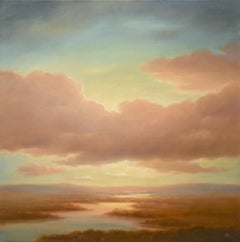 Above (Luminist Style Hudson River School Landscape Painting of Clouds & Sunset)