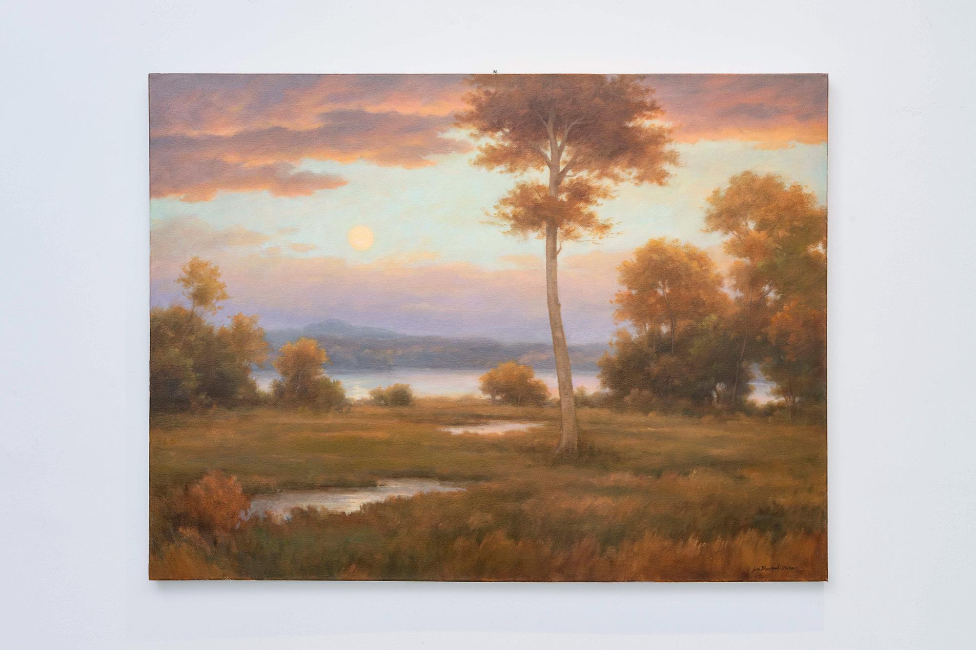 Une Réveille d'automne ( Paysage impressionniste contemporain d'un fleuve Riverbank) - Painting de Jane Bloodgood-Abrams