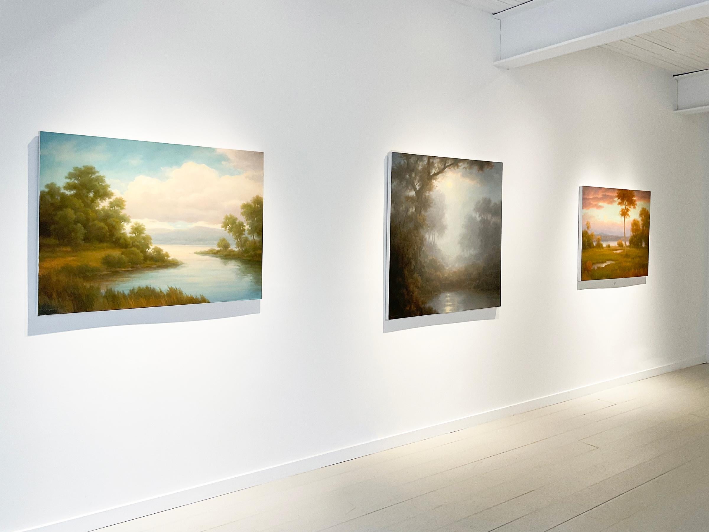 Une Réveille d'automne ( Paysage impressionniste contemporain d'un fleuve Riverbank) en vente 2