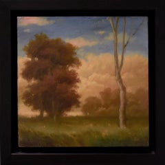 Autumn Trees (Oil Painting of Hudson Valley Landscape of Trees and Clouds)