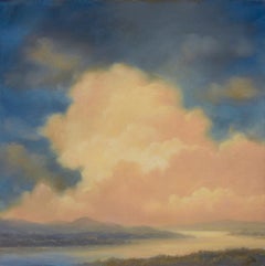 Cloud Lift : Peinture de paysage de la Hudson River School représentant des nuages:: une forêt & River