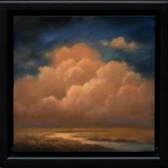 Clouds Over the Marsh: Hudson River School Style Landscape Painting, Framed