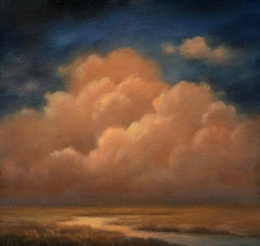 Clouds Over the Marsh: Hudson River School Style Landscape Painting, Framed