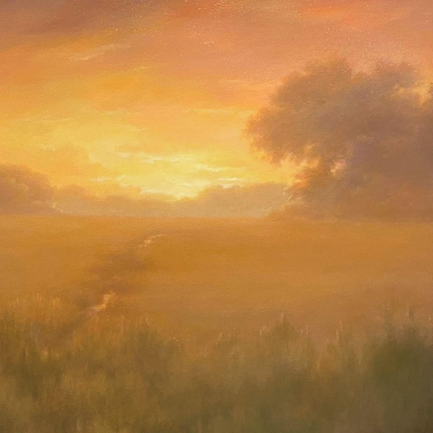 Evocation (Hudson River School Landscape Oil Painting of Sunset, Framed) For Sale 1