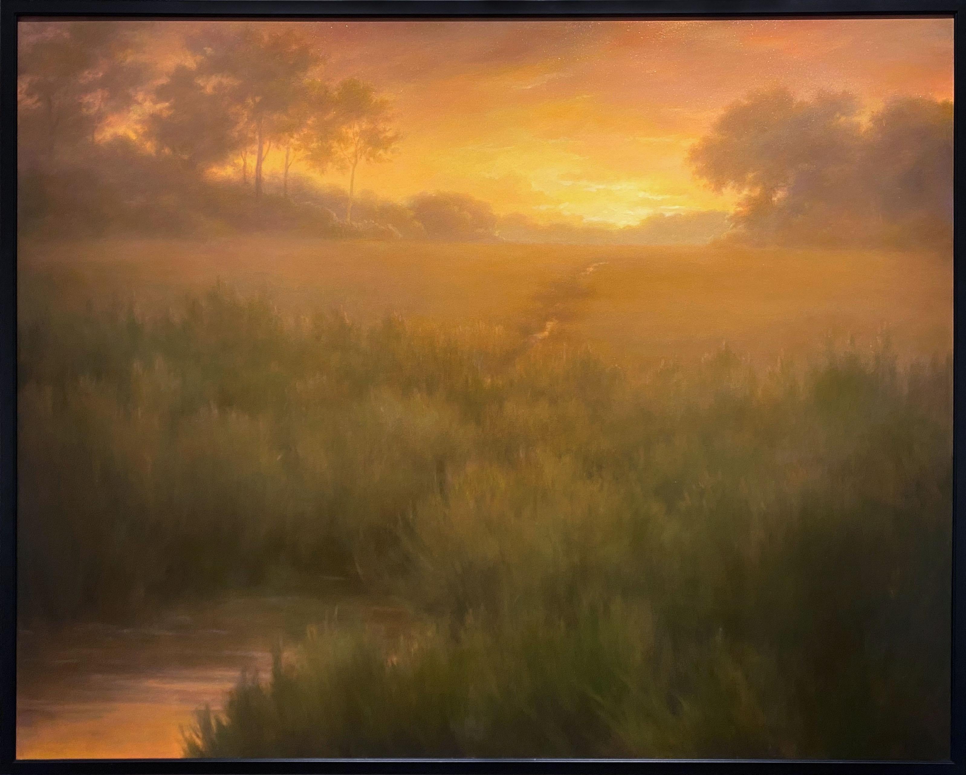 Evocation (Hudson River School Landscape Oil Painting of Sunset, Framed) For Sale 2