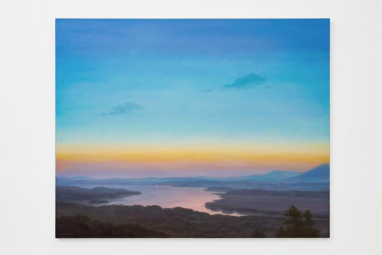 In the Afterglow (Contemporary Atmospheric Landscape Color Field Painting) - Blue Landscape Painting by Jane Bloodgood-Abrams