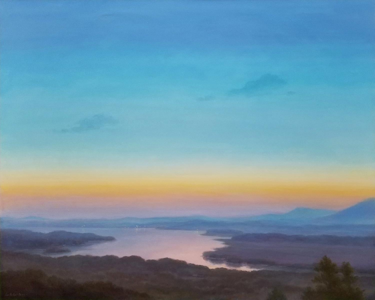 En el resplandor de la tarde (Paisaje atmosférico contemporáneo, pintura de campo de color) - Painting de Jane Bloodgood-Abrams