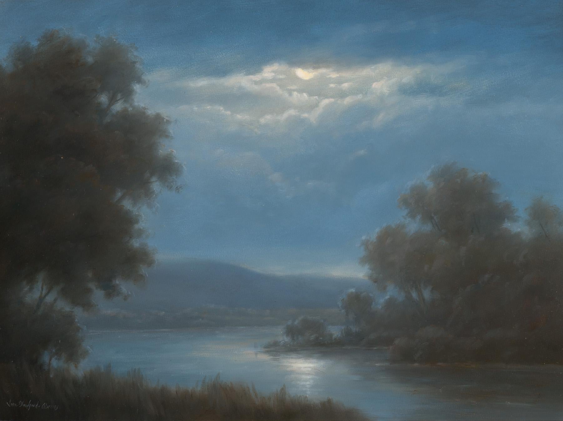 Jane Bloodgood-Abrams Landscape Painting - Moonlit River