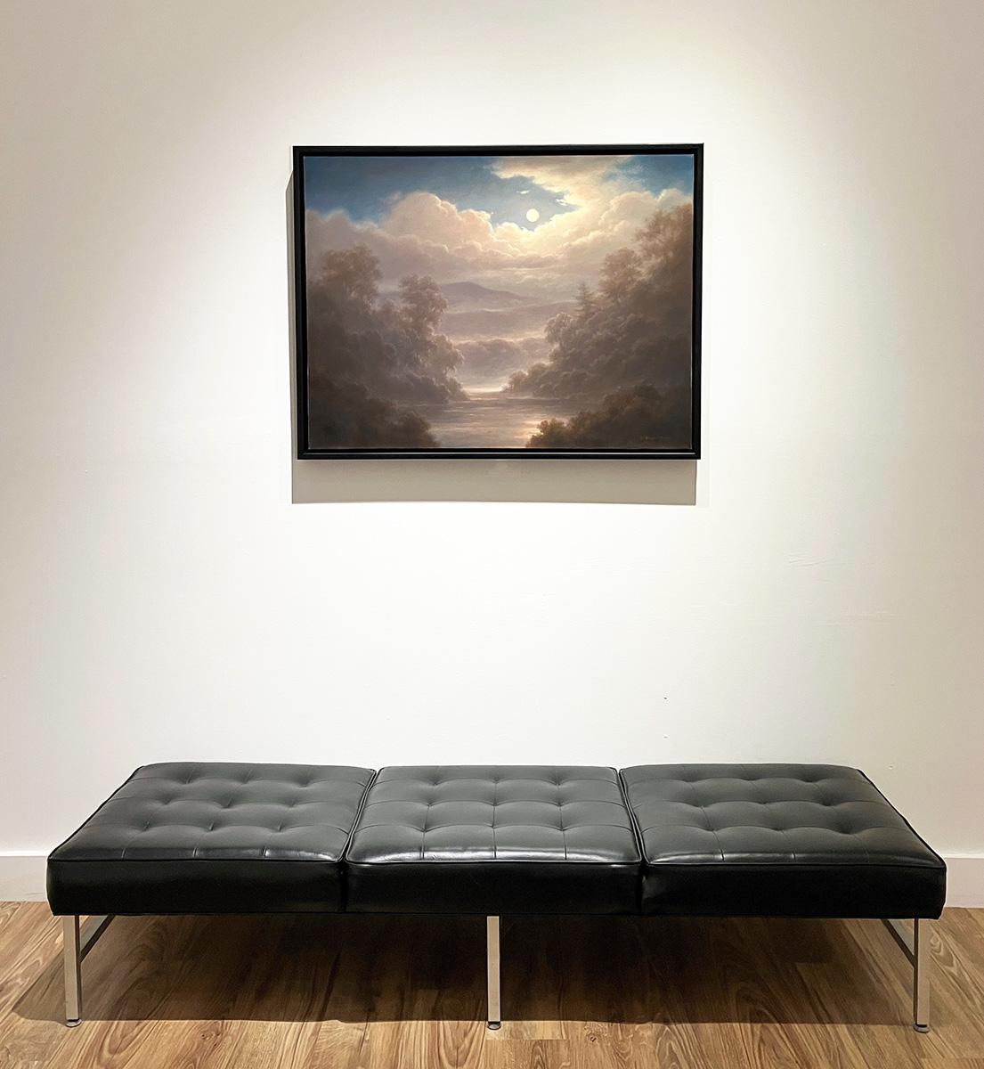 Moonrise in the Mountains (Hudson River School Style Nighttime Landscape) For Sale 1