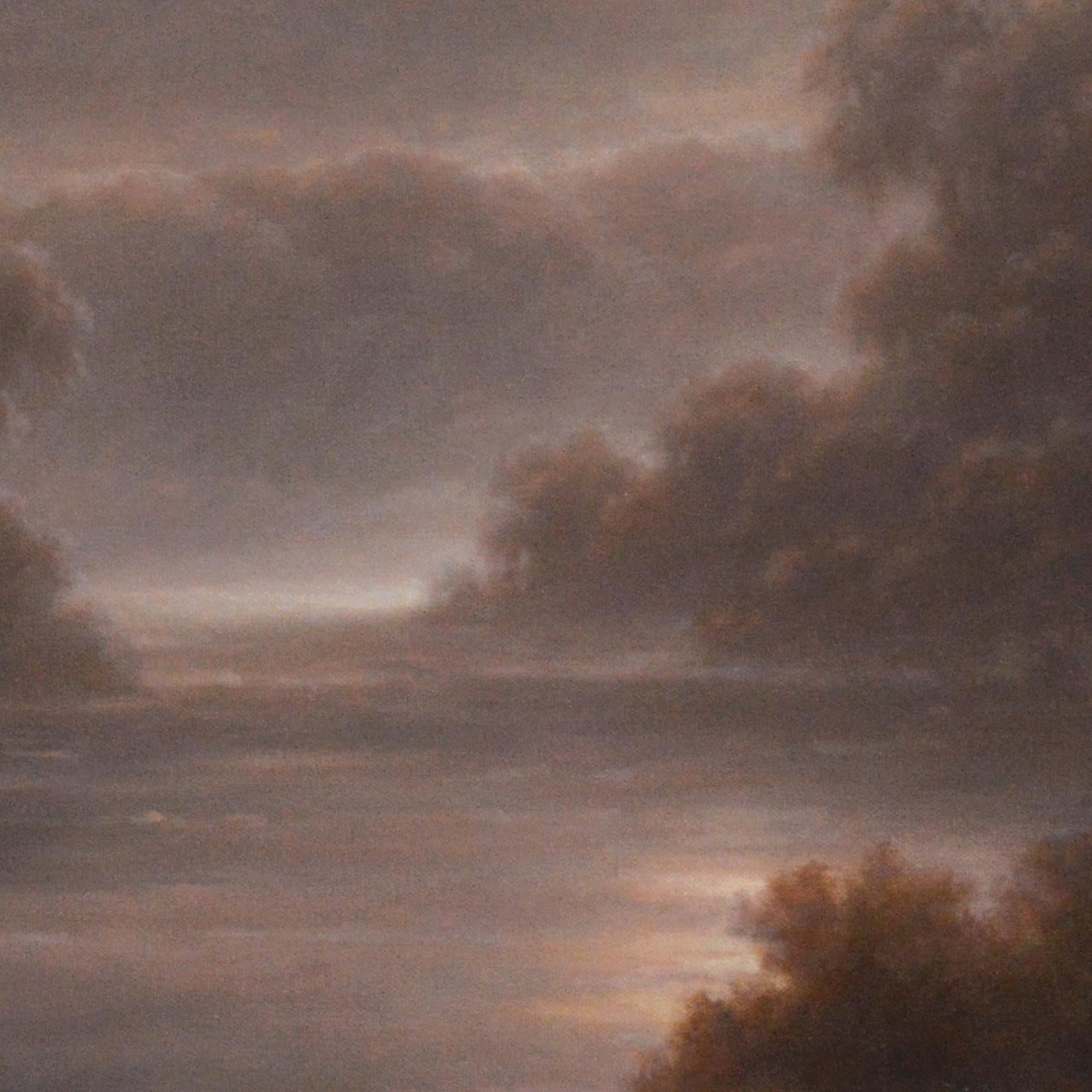 Moonrise in the Mountains (Hudson River School Style Nighttime Landscape) For Sale 2