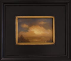 River and Cloud Study (Oil Painting of Hudson Valley Landscape in Vintage Frame)