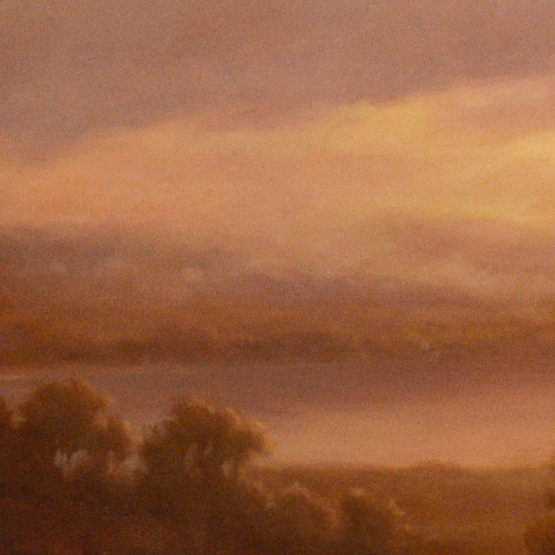The Valley Luminous: Hudson River School Landscape Oil Painting of Summer Sunset 4